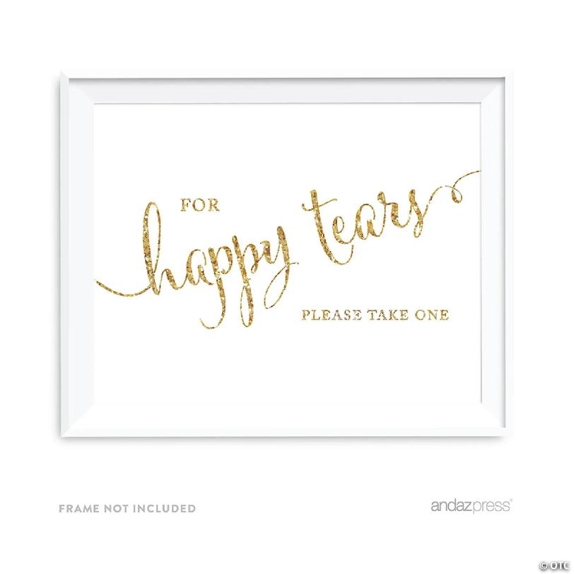 Gold Glitter Happy Tears Sign 8.5x11IN | Oriental Trading