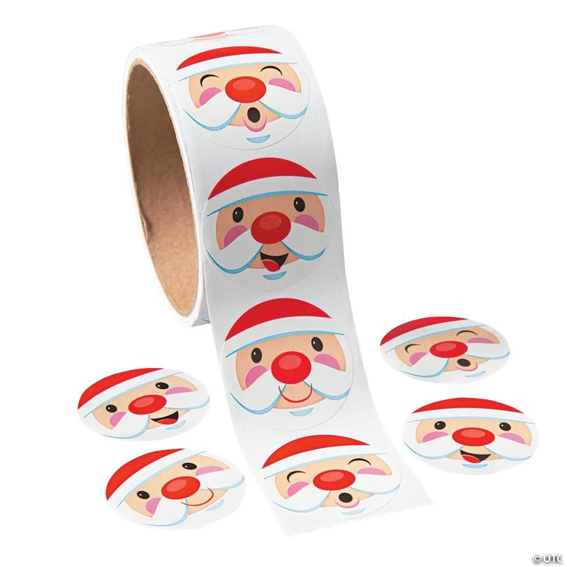 Santa Face Christmas Sticker Roll - 100 pc Image