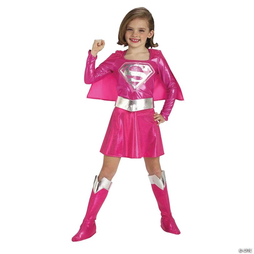 Girl&amp;#8217;s Pink Supergirl&amp;#8482; Costume Image