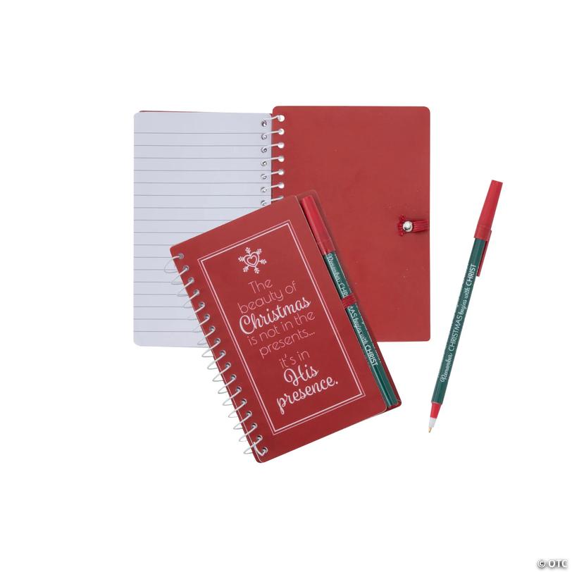 Religious Christmas Spiral Notepads with Pen for 12 Image