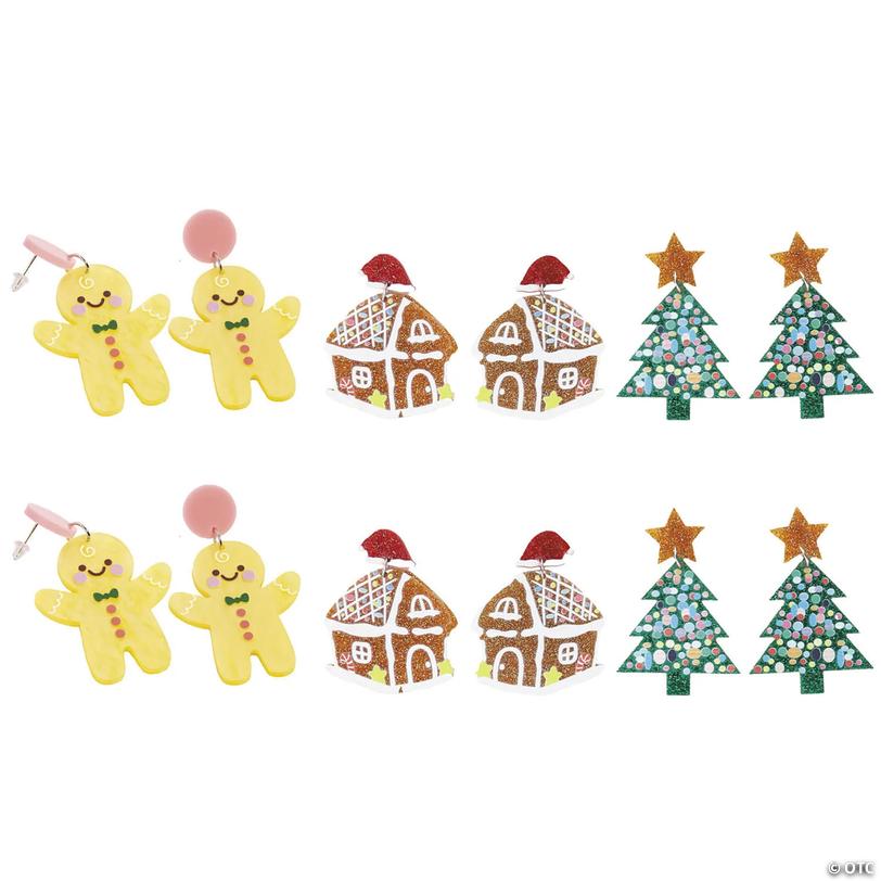 Christmas Character Plastic Earrings Assortment &amp;#8211; 3 sets Image