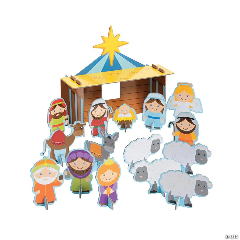 Nativity Scene Religious Chipboard Playset Image