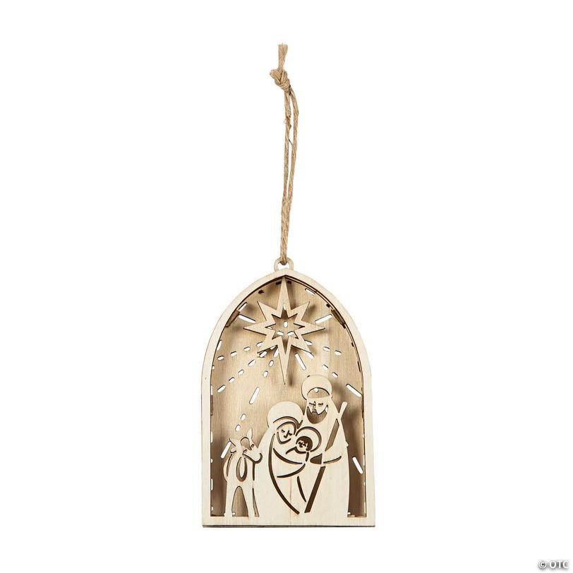 Nativity Family Silhouette Wood Christmas Ornaments - 12 Pc. Image