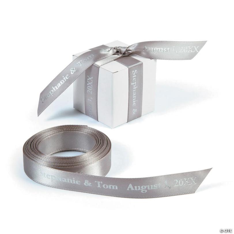 5/8" - Silver Satin Personalized Ribbon - 25 ft. Image