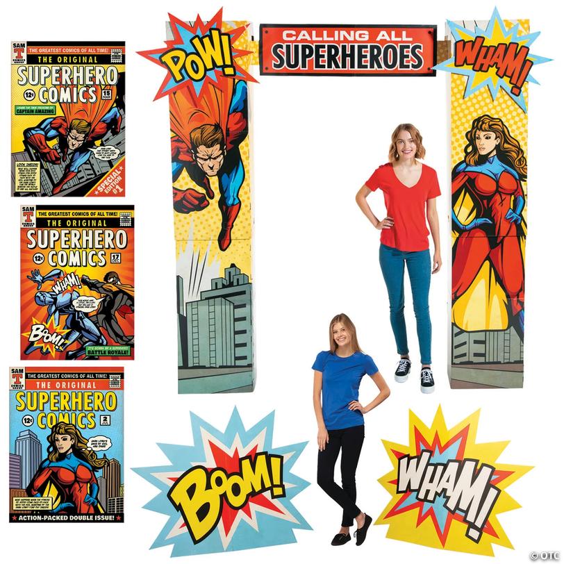 19" - 94" Superhero Comics Party Decorating Kit - 8 Pc. Image