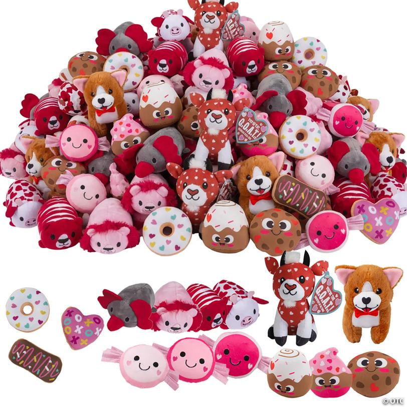 Bulk 72 Pc. Valentine's Day Stuffed Character Giveaway Assortment Image