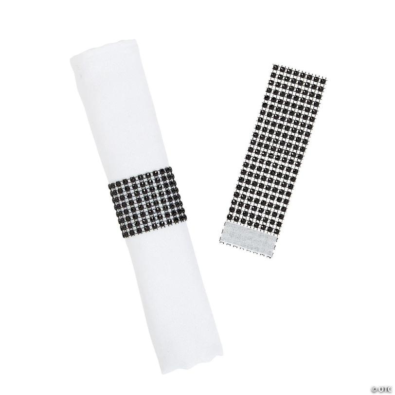 Black Rhinestone Napkin Rings Image