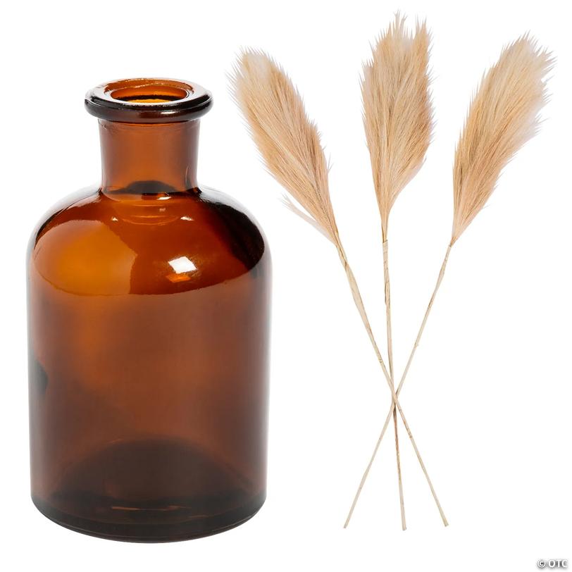 Amber Vases with Pampas Grass Centerpiece KIt - 18 Pc. Image