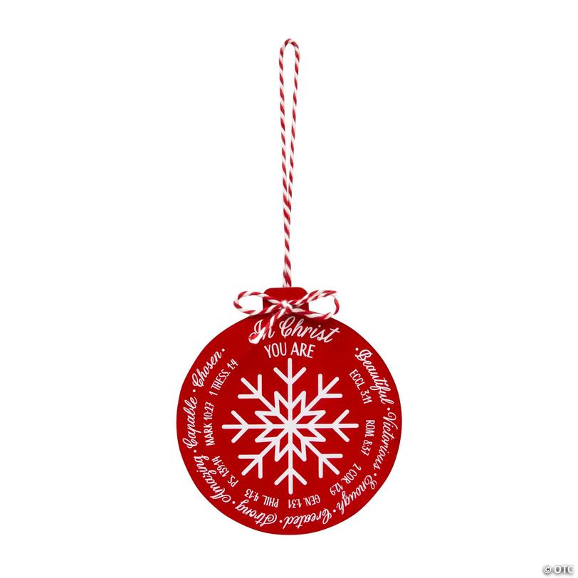 In Christ You Are Religious Snowflake Wood Christmas Ornaments - 12 pc Image