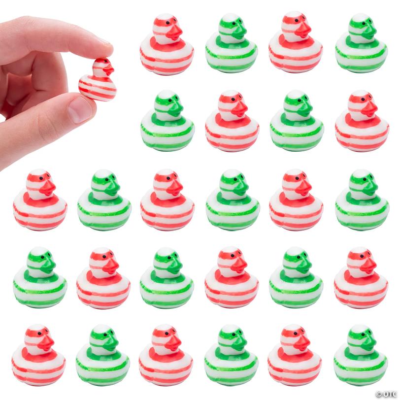 Micro Peppermint Candy Striped Rubber Ducks - 24 pc Image