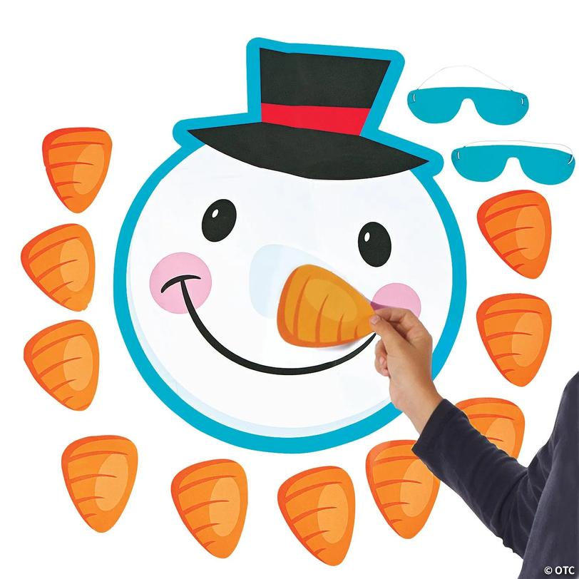 Pin the Nose on the Snowman Party Game for 10 Image
