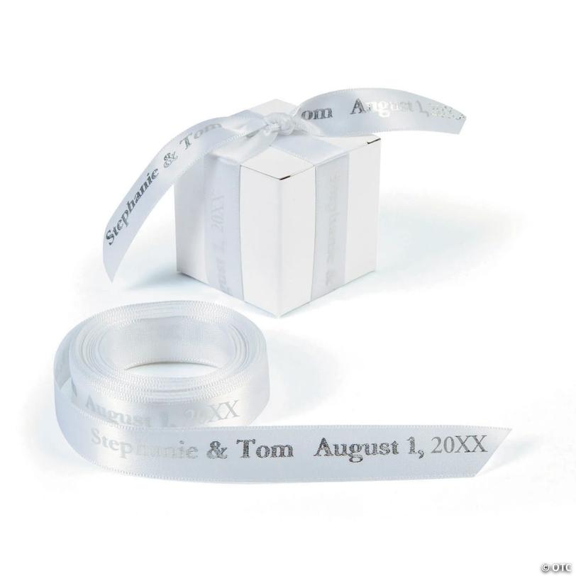 5/8" - White Satin Personalized Ribbon - 25 ft. Image