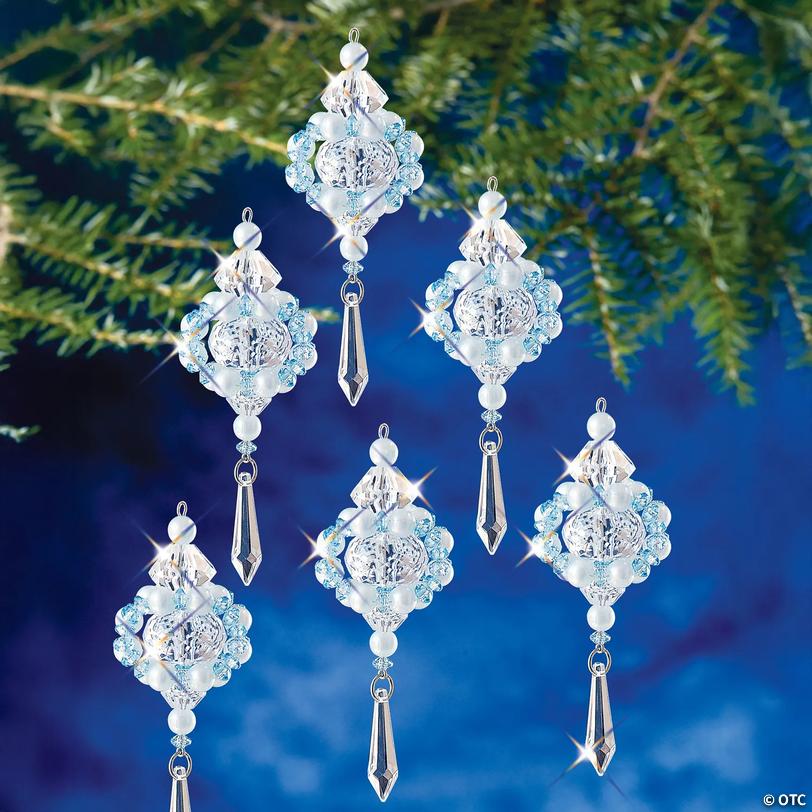 Beaded Winter's Elegance Snowflake Christmas Ornament Craft Kit - Makes 6 Image