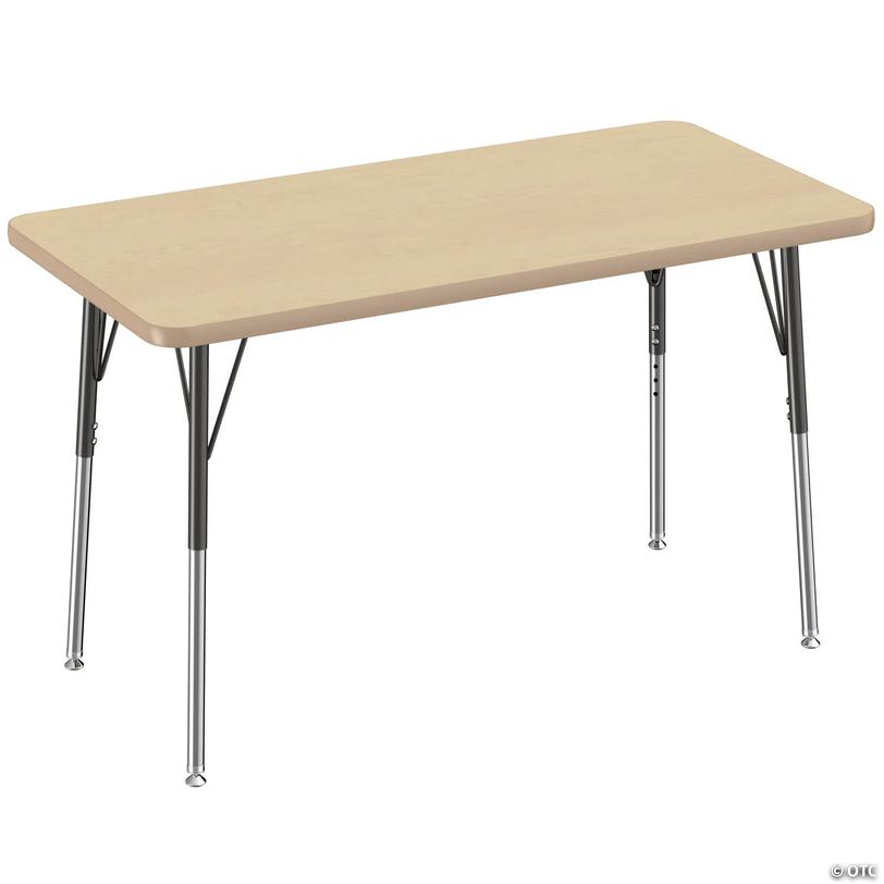 24" x 48" Rectangle T-Mold Activity Table with Adjustable Standard Swivel Glide Legs - Maple/Maple/Black Image