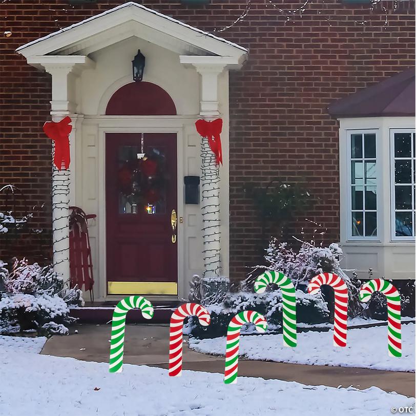 10 1/2" x 19 3/4" Red, Green &amp; White Candy Cane Yard Signs - 6 Pc. Image