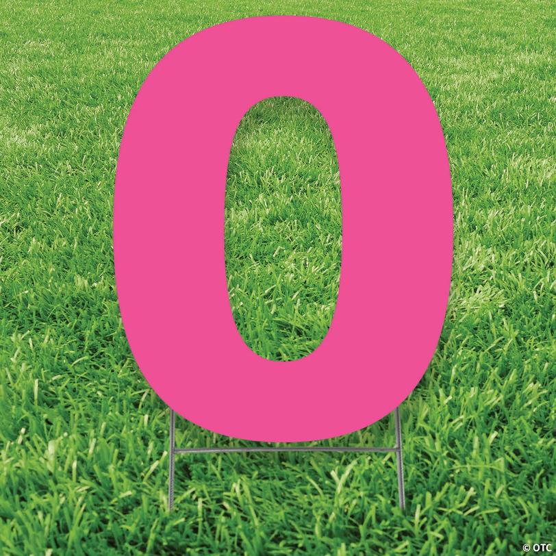 20" x 20" Pink Number 0 Yard Sign Image