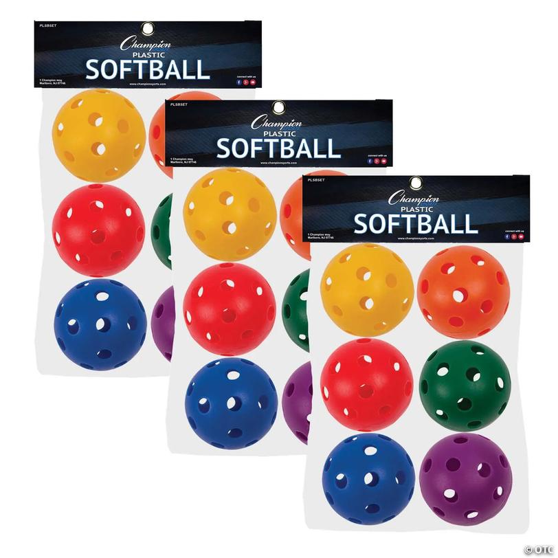 Champion Sports Plastic Softballs, 6 Per Set, 3 Sets | Oriental Trading