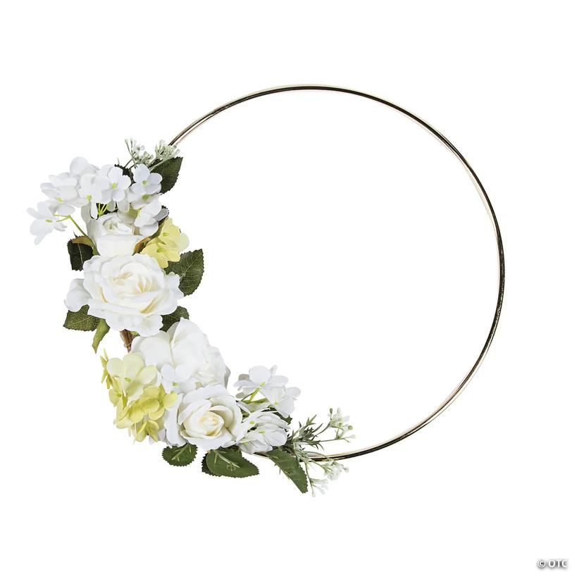 Gold Hoop with White Floral Accent Image