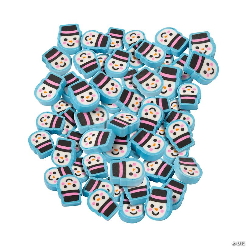 Bulk Mini Snowman Head Winter Erasers - 144 pc Image