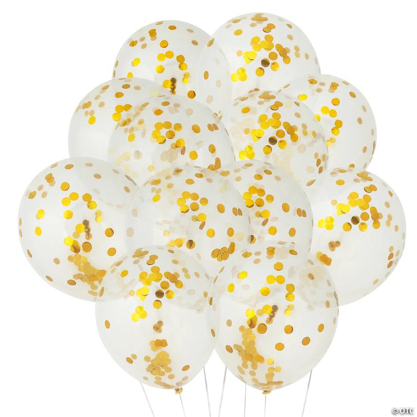 Gold Confetti 12" Latex Balloons - 12 Pc. Image