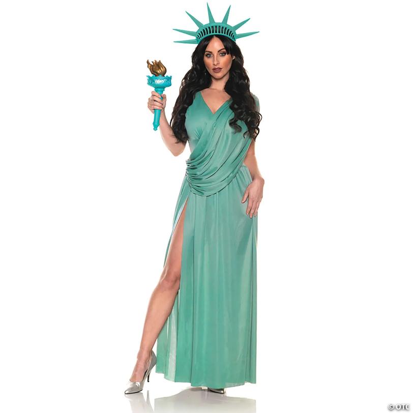 Adults Liberty Dress Costume with Crown - Medium Image