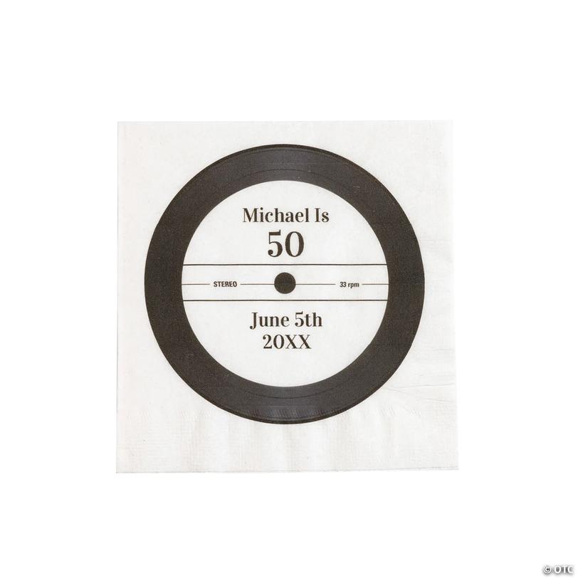 Bulk 50 Ct. Personalized Vinyl Record Party Paper Beverage Napkins Image