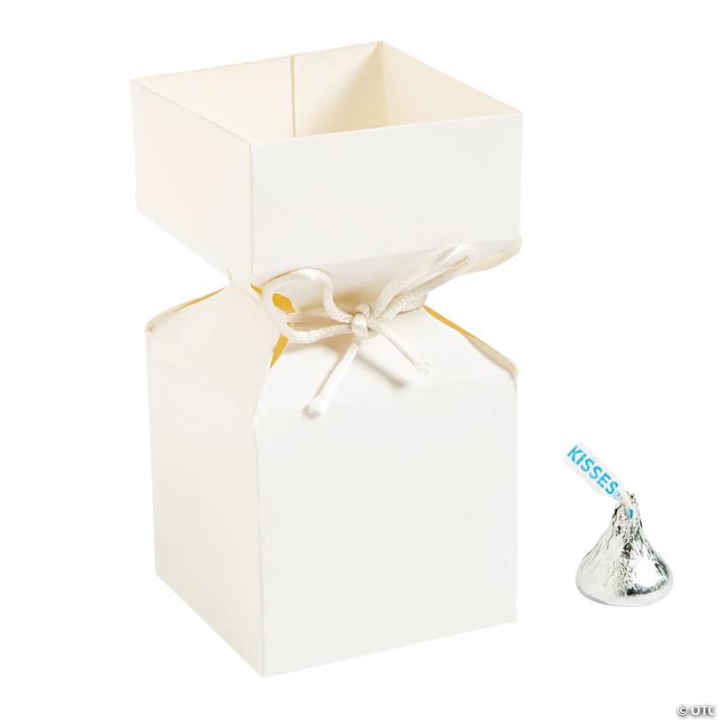White Vertical Square Hourglass Favor Boxes - 12 Pc. Image