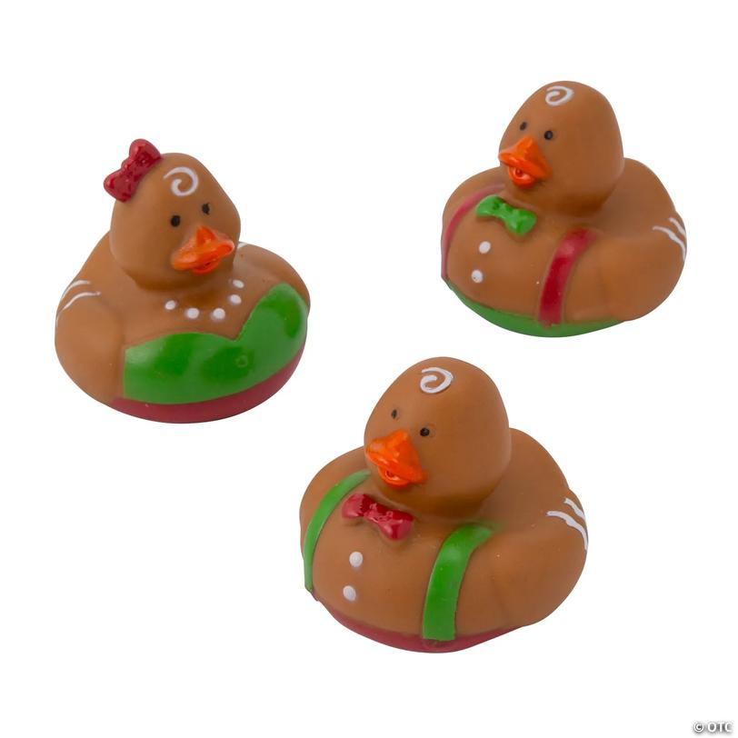 Gingerbread Character Brown Christmas Rubber Ducks - 12 pc Image