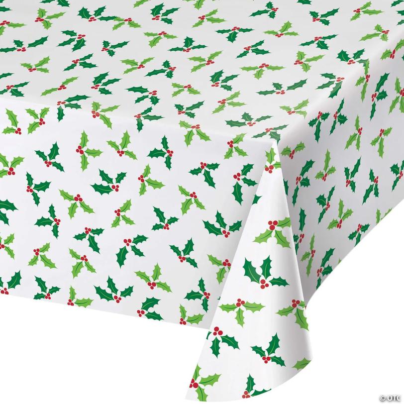 Holly Red &amp; Green Rectangle Tablecloth - 108" x 54" Image