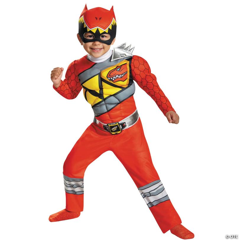 Boy's Classic Muscle Red Ranger Dino Costume - Small Image