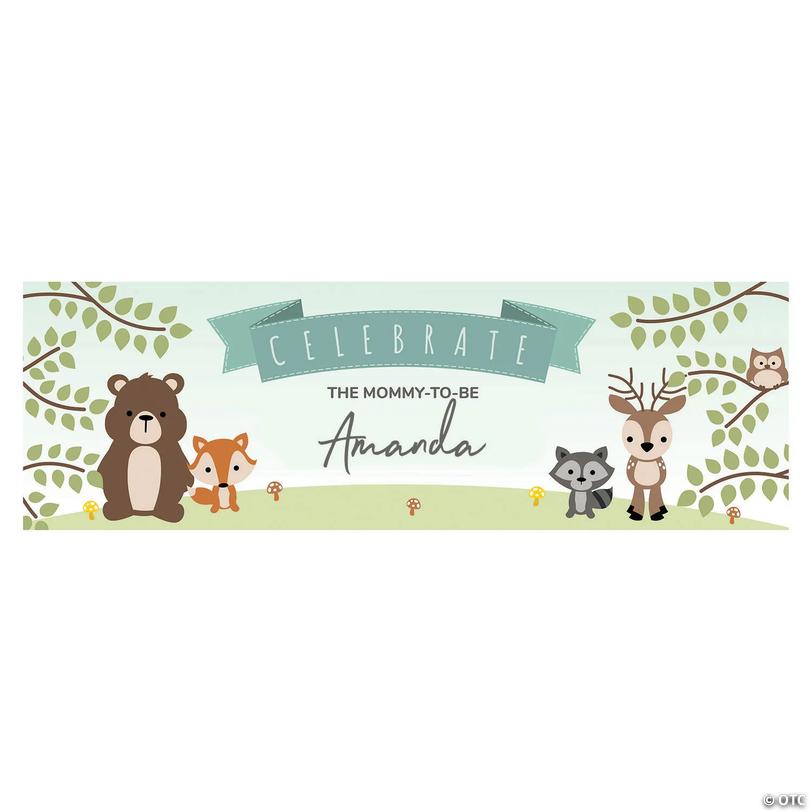 90" x 29" Woodland Baby Shower Custom Banner - Large Image