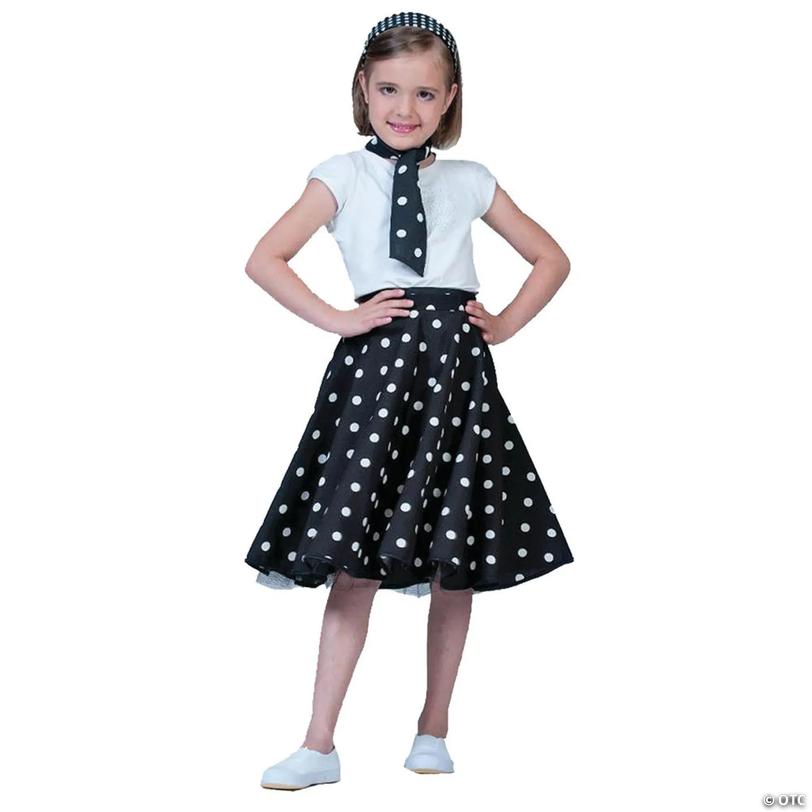 Girl's Black &amp; White Sock Hop Costume Image