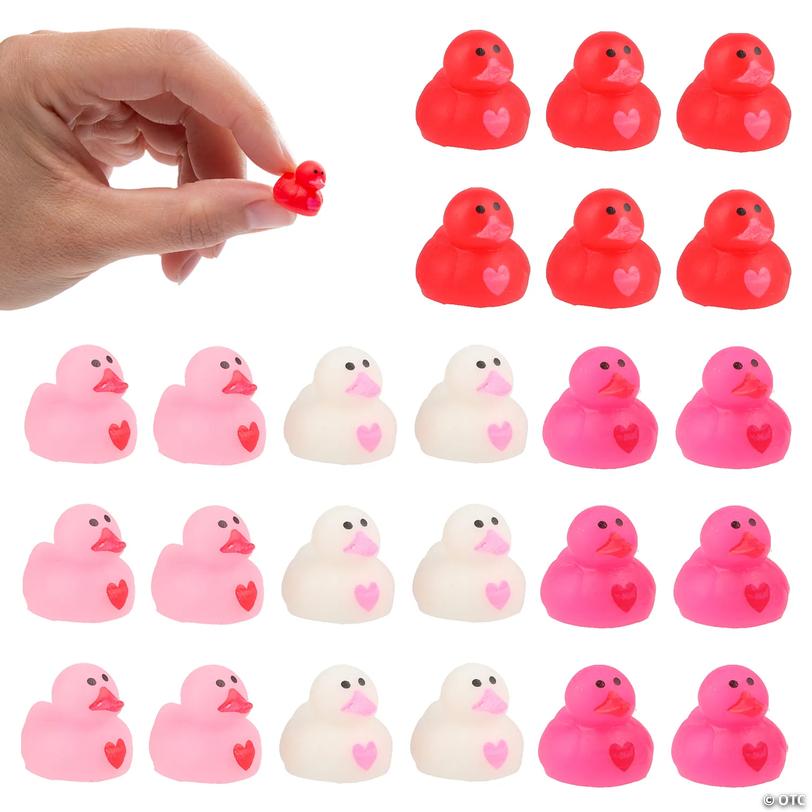 1/2" Micro Valentine Heart Rubber Ducks - 24 Pc. Image
