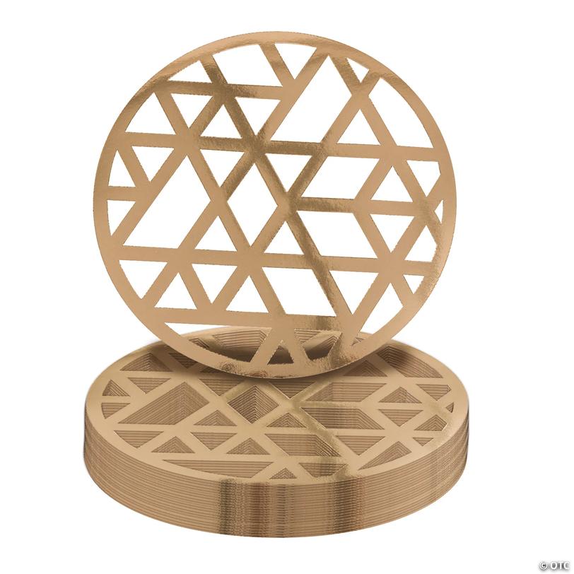 12" Goldtone Laser-Cut Cardstock Charger Placemats - 24 Pcs. Image