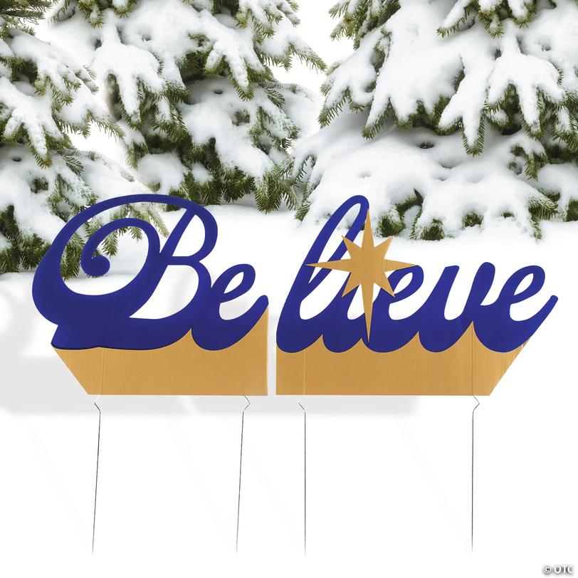 Believe Religious Christmas Outdoor Plastic Yard Sign Image