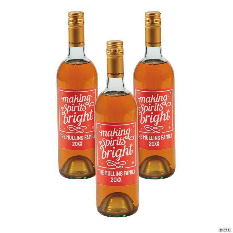 Personalized Christmas Wine Bottle Labels - 12 pc Image