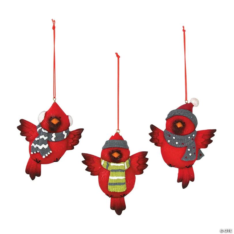 Cardinal in Winter Gear Christmas Ornaments - 12 pc Image