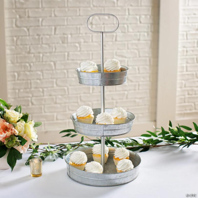 Galvanized 3-Tiered Treat Stand Image