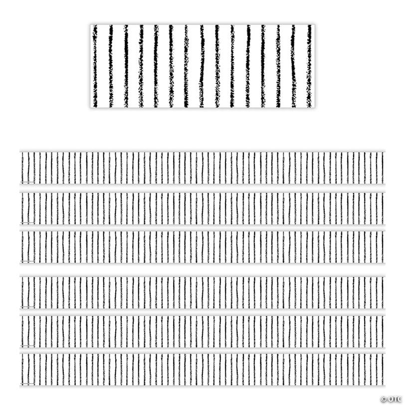 Teacher Created Resources White With Black Pinstripes Straight Border Trim, 35 Feet Per Pack, 6 Packs Image