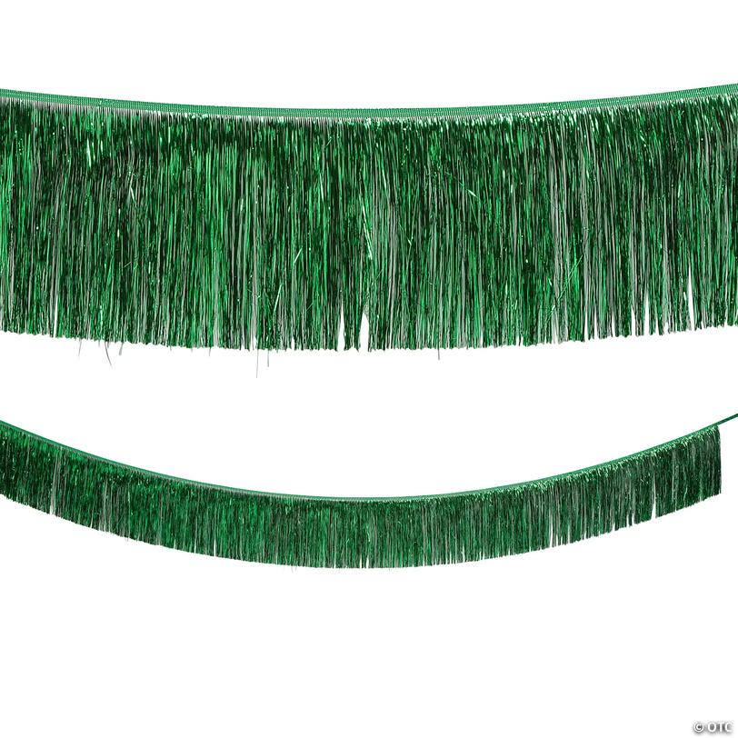 9 Ft. Green Ready-to-Hang Metallic Tinsel Fringe Garland Image