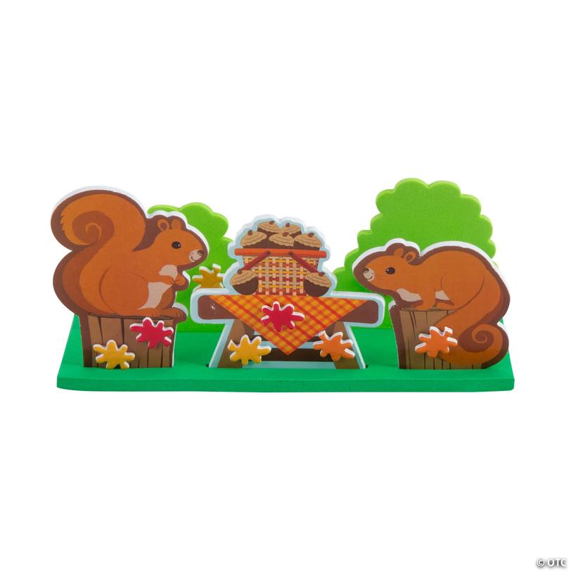 6" x 3 1/4" 3D Squirrels Eating on A Picnic Table Foam Craft Kit - Makes 12 Image