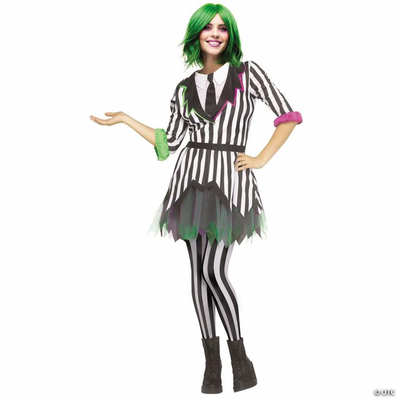 Adults Ghostly Gal Black &amp; White Dress Costume - Large 10-14 Image