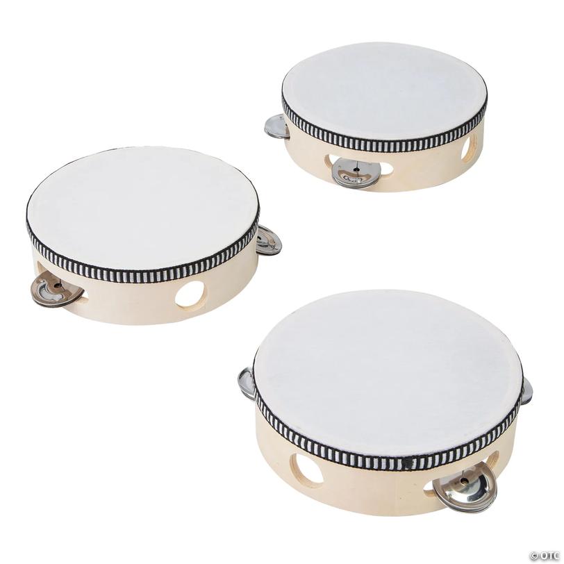 5 3/4" x 2" Wood Musical Instruments Tambourines Set - 3 Pc. Image
