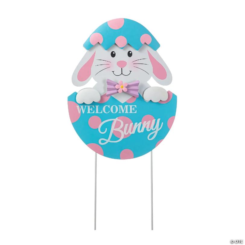 Glitzhome 24"H Easter Metal Bunny Egg Yard Stake (KD) Image