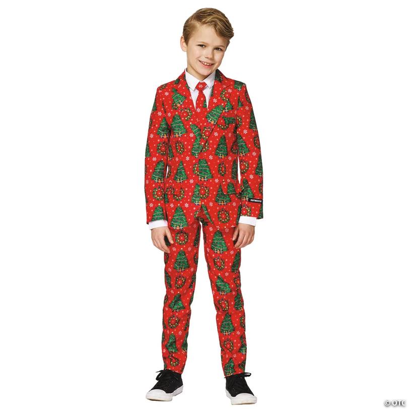 Boy&amp;#8217;s Red Christmas Suit Costume Image