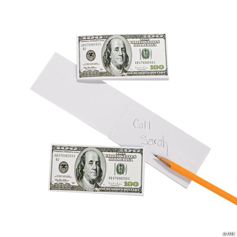 $100 Bill-Shaped Novelty Paper Notepads - 24 pc Image