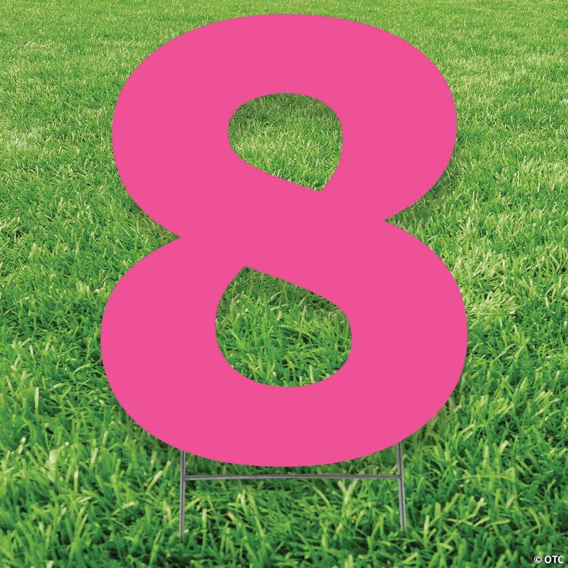 20" x 20" Pink Number 8 Yard Sign Image