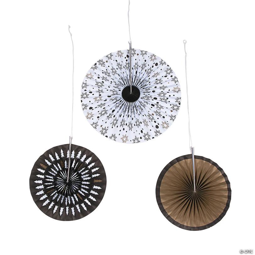 Bold Christmas Paper Hanging Fans - 12 pc Image