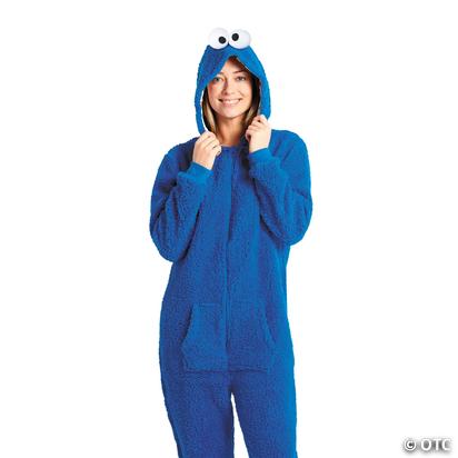 Adults Sesame Street® Cookie Monster Hooded Onesie Costume