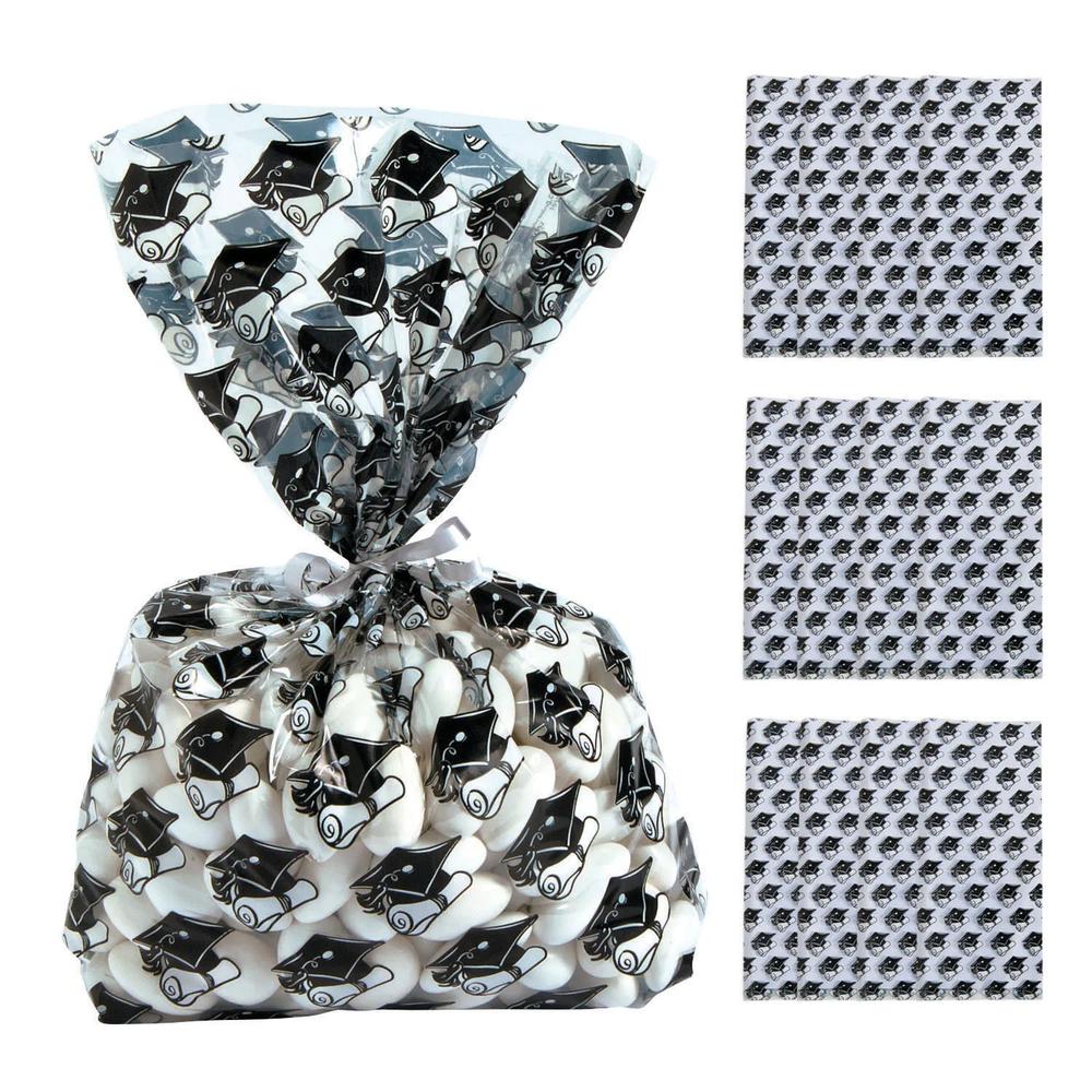 12 Pc Black Graduation Cellophane Bags 5x11